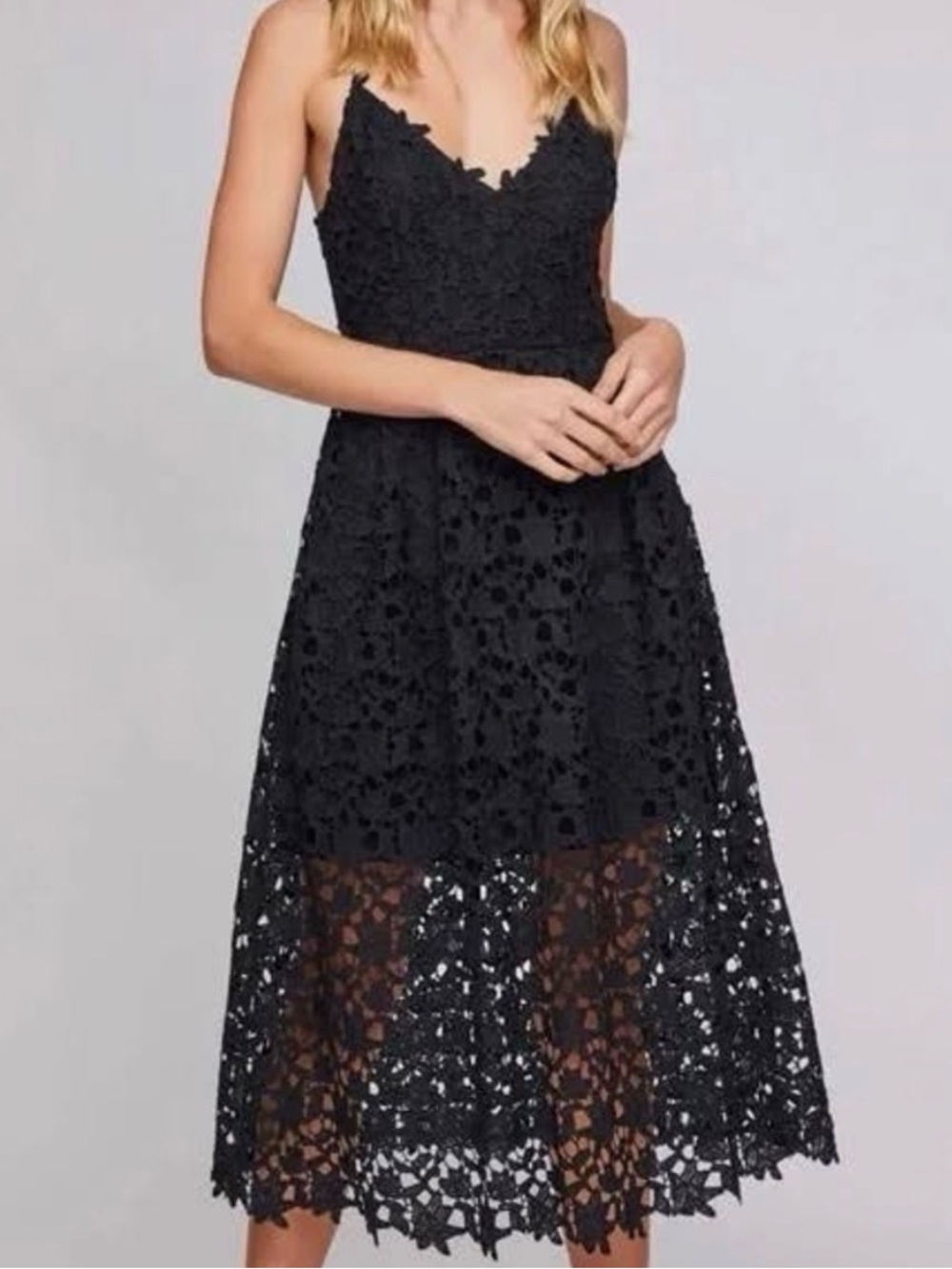 ASTR black lace midi dress